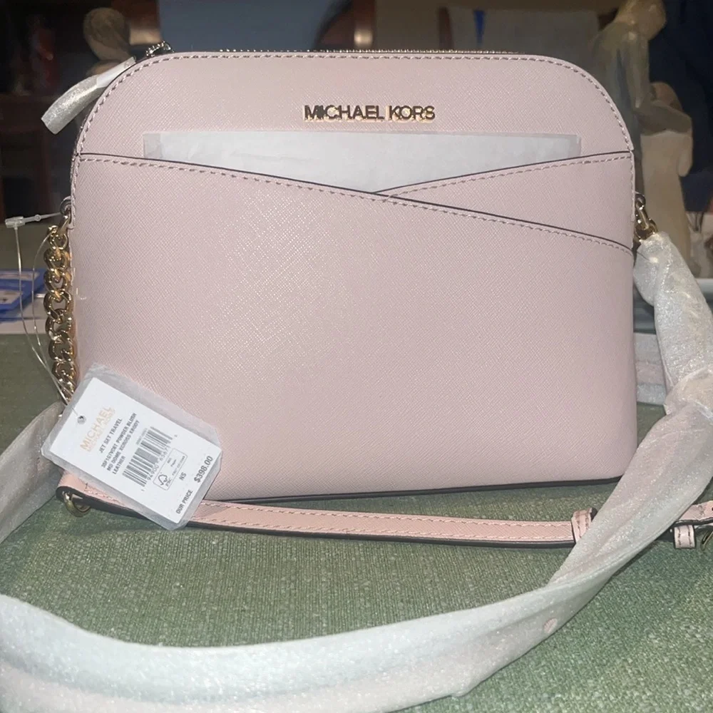 Michael Kors Jet Set Travel Medium Dome Blush Pink Adjustable Crossbody NWT